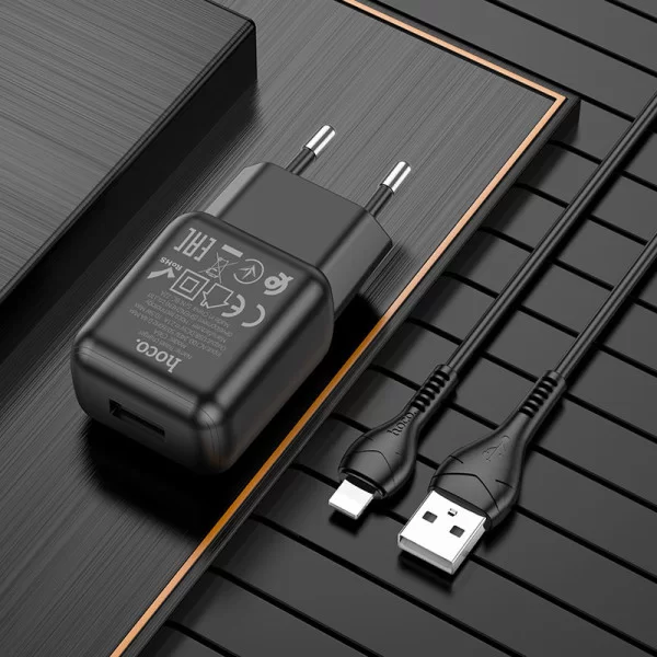 Зарядное устройство Hoco C96A + Кабель Micro (2.1 A)[Black]